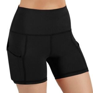Danskin High Waisted Bike Shorts Women’s Medium Black Pockets Yoga.
